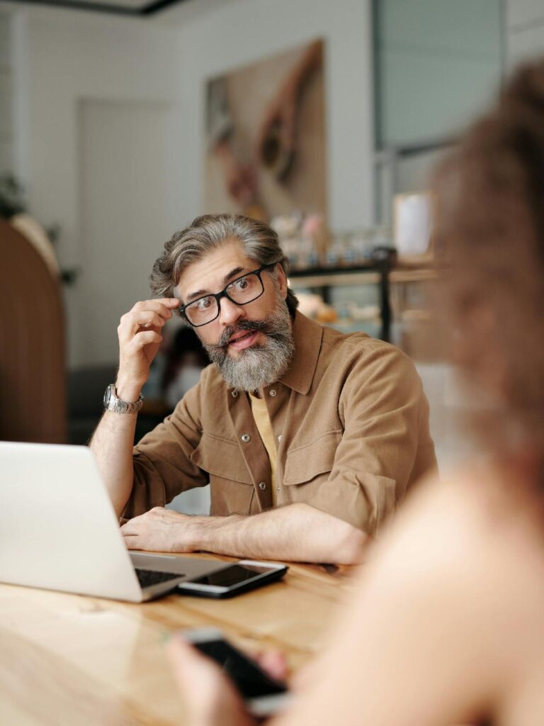 Focused Business Discussion in a Modern Workspace