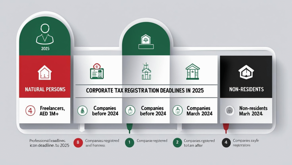 Infographic showing corporate tax deadlines in 2025