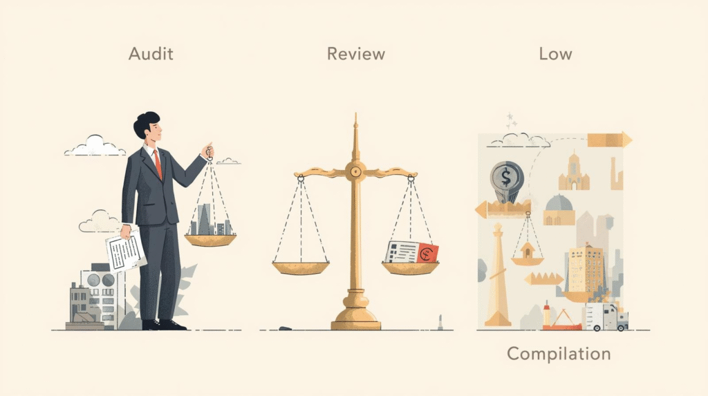 Audit vs Review vs Compilation Cost & Time UAE