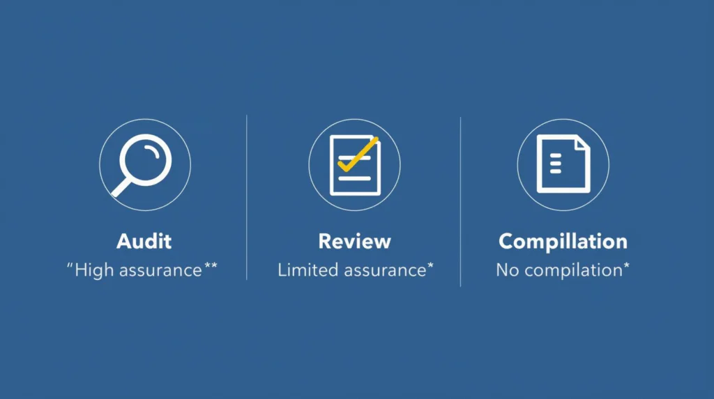 Audit vs Review vs Compilation A Simple Guide for Businesses in UAE 1 Levels of Assurance: Audit, Review, Compilation