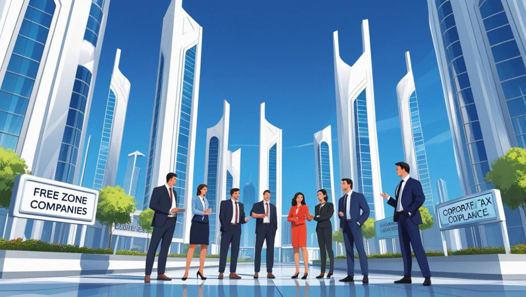 Business team discussing UAE corporate tax compliance